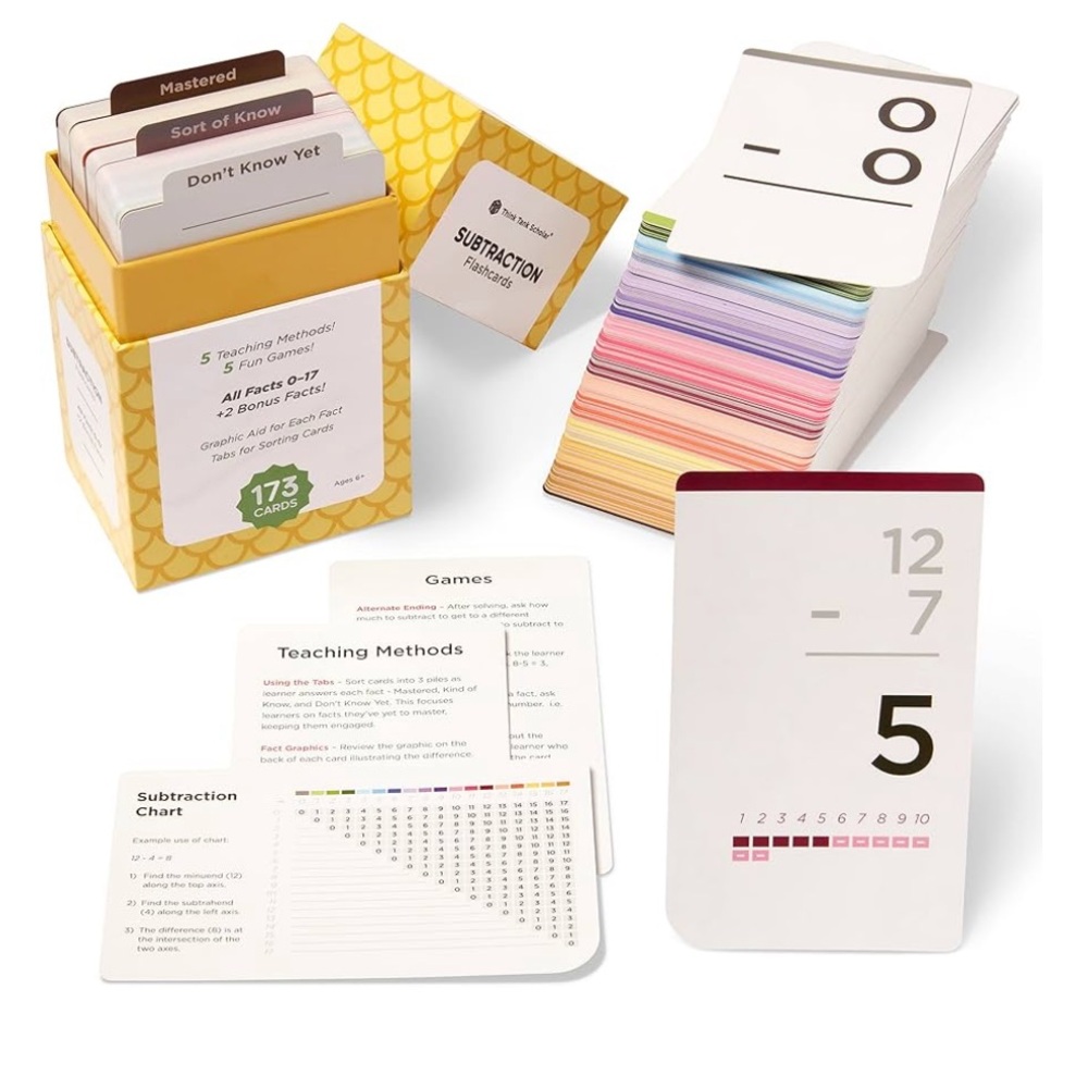 Think Tank Scholar 173 Subtraction Flash Cards Set (Award Winning)